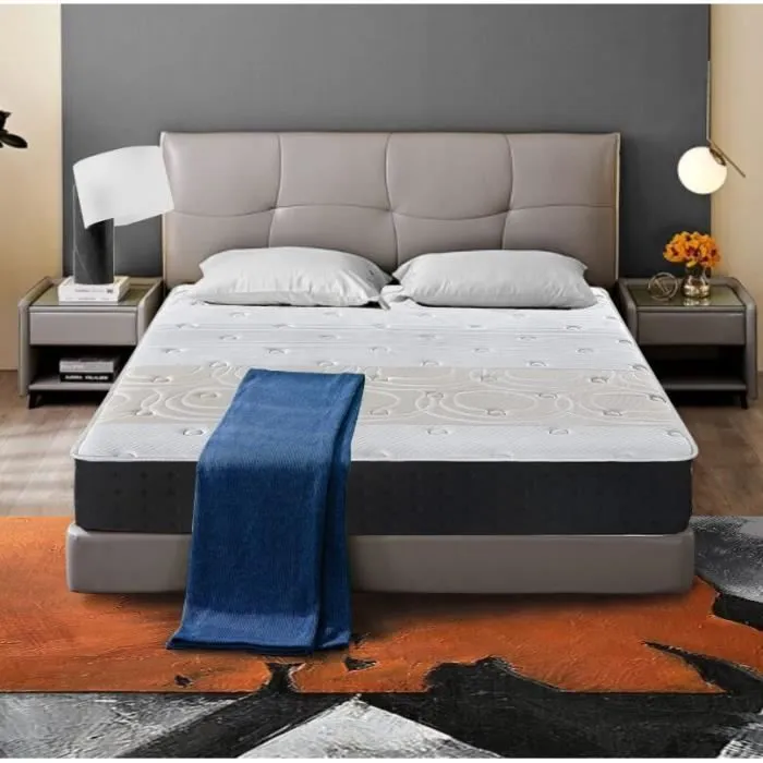 Luxe Matelas mémoire de forme et ressorts ensachés 140x190 cm Memo - épaisseur 20cm- 7 zones de confort mousse mémoire adaptative-1