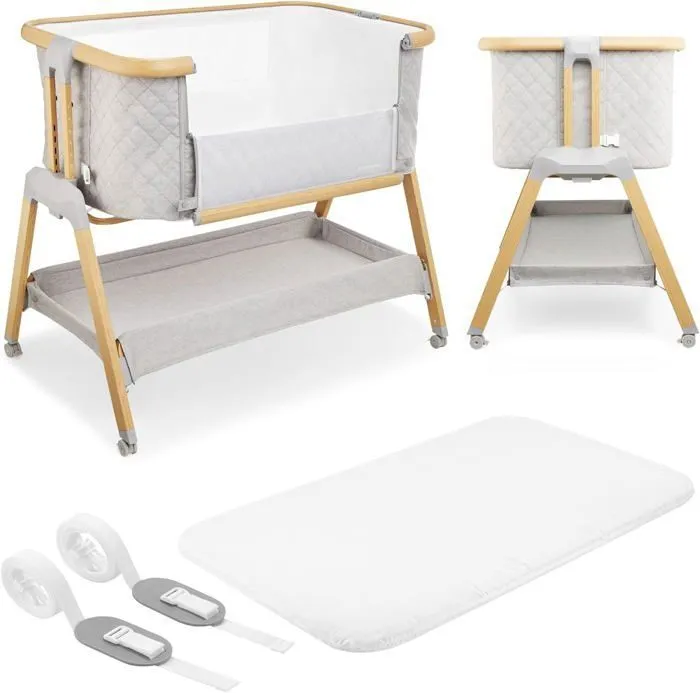 Moby-System Lit Bébé Cododo Dreemy 3 in 1, 9 kg max, Lit Parapluie 7 Niveaux Réglable En Hauteur, 4 Roulettes, Côté Latéral Amovible-0