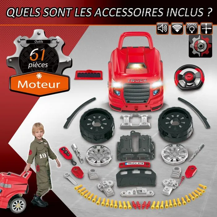 HOMCOM - Bloc moteur de voiture - PP - 40x39x47cm - Rouge, Noir-5