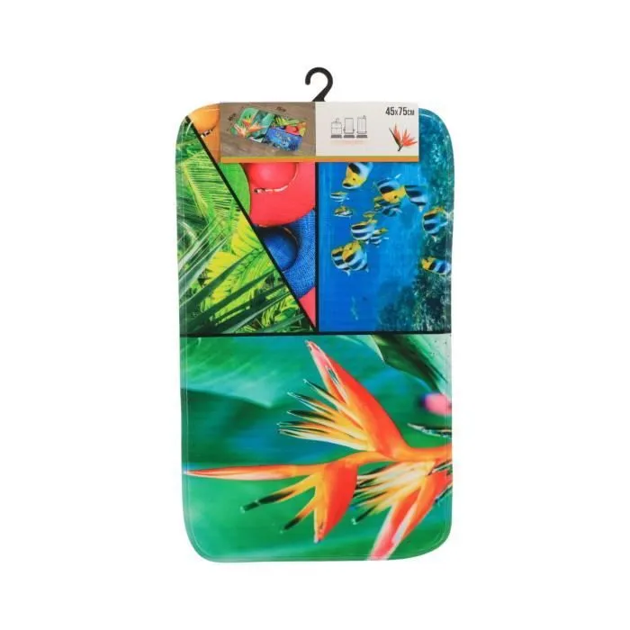 TENDANCE - Tapis de salle de bain en Microfibre 45 x 75 cm déco Island Spirit Multicolore-0