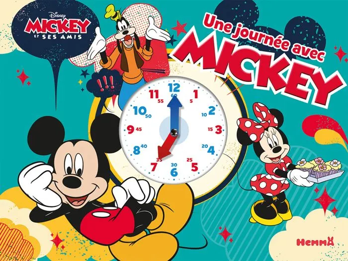 Livre horloge - Disney - Une journée avec Mickey - Dès 3 ans - Multicolore - Mixte-0