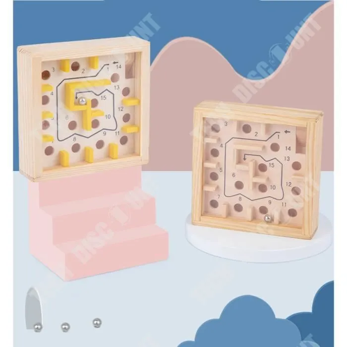 TD® Jeu de société jouet en bois jeu de balle intelligence piste balle main labyrinthe-2