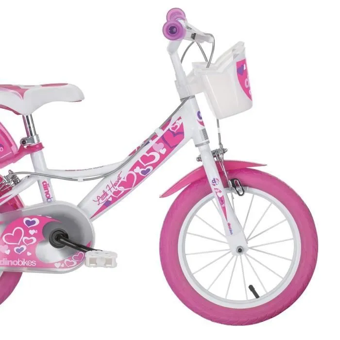 Velo Enfant 14" DINOBIKES HEARTS - 4 à 6 Ans - Blanc-1