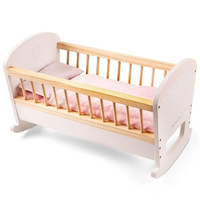 New Classic Toys - Lit de poupée en bois blanc-0