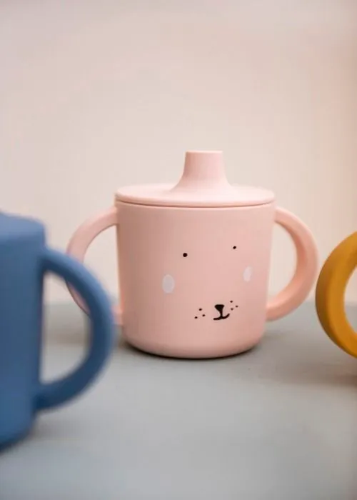 Tasse d aprentissage en silicone - Madame Lapin - Rose - Verre à bec bébé - Trixie-1
