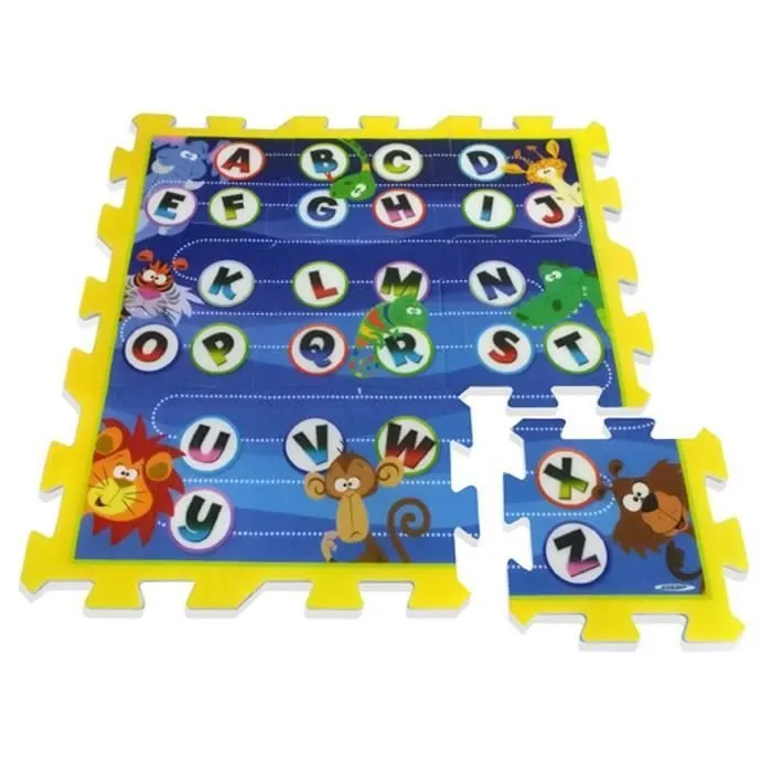 STAMP Tapis Puzzle bébé en Mousse Lettres et Animaux-0