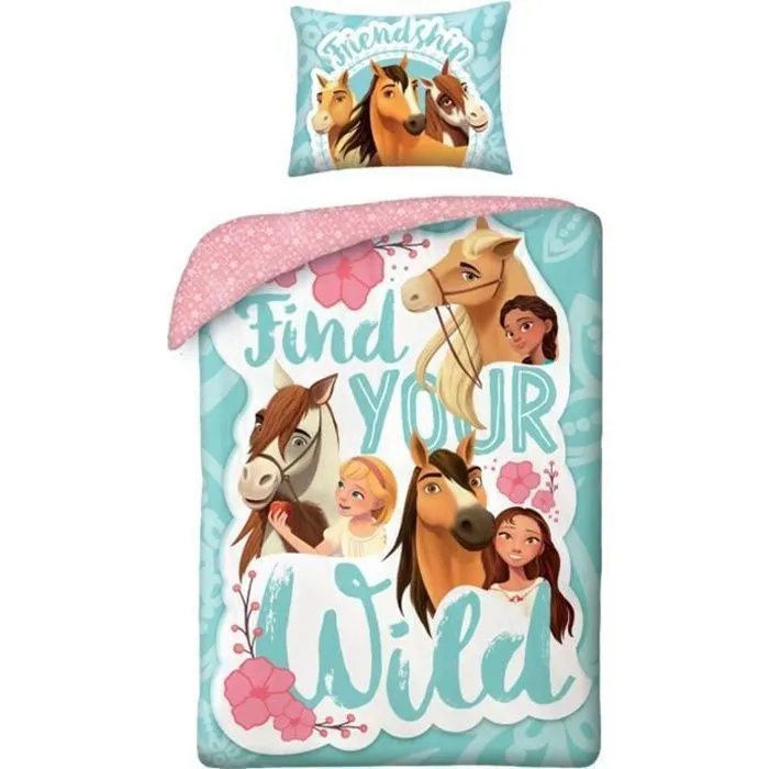 Parure de lit - Spirit - Chevaux - 140x200 cm - 100% coton - Lavable en machine-0