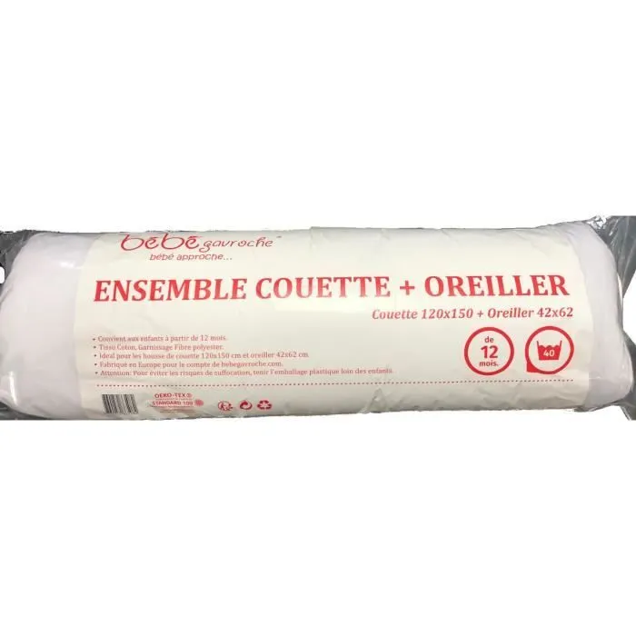 Pack couette + Oreiller - Marque inconnue - Couchage 140x70 cm - 100% coton - Blanc - Naturelle-2