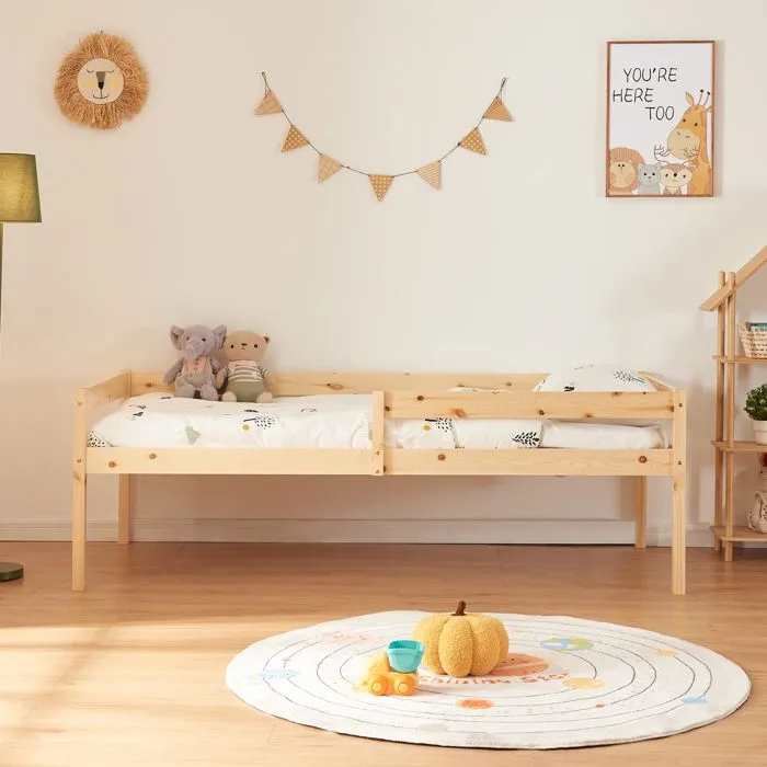 Lit gigogne pour enfant Sonkajärvi avec 2 tiroirs bois de pin 90 x 200 cm naturel-3