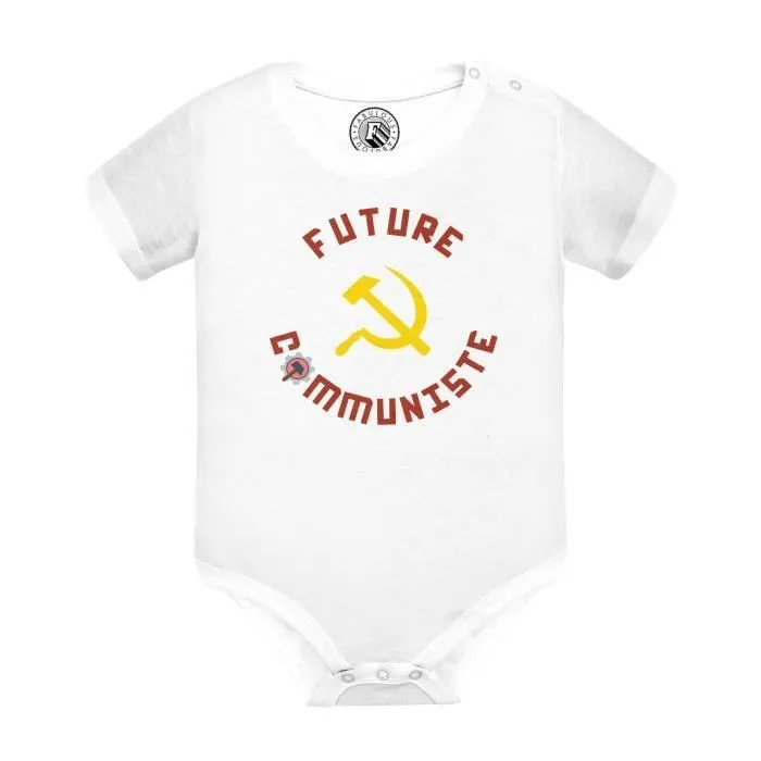 Body Bébé Manche Courte Blanc Futur Communiste Politique Humour Avenir-0