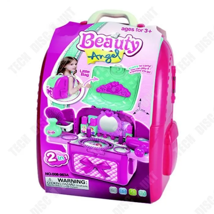 TD® Simulation double épaule maquillage sac à dos jouer maison enfants filles peuvent être transportés et transportés facilement-2