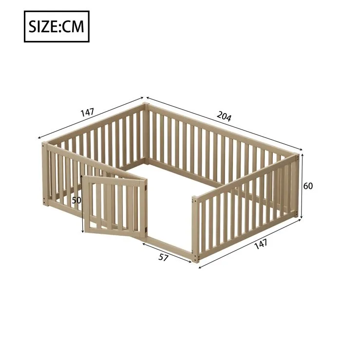 Lit enfant 140x200cm en bois massif avec barrière de sécurité - Naturel-5