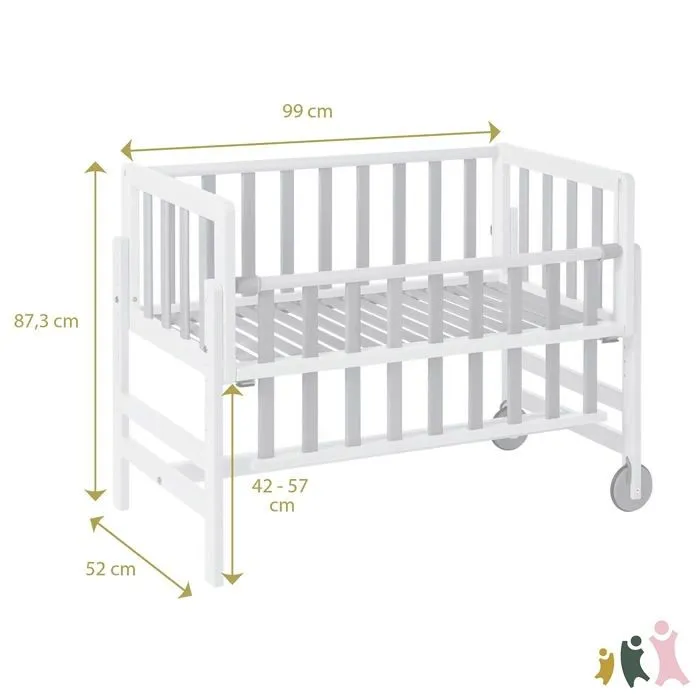 Lit bébé - Geuther - 1123 6 WENA OM - Blanc/Naturel - 99x52x87.3 cm - 1 place-2