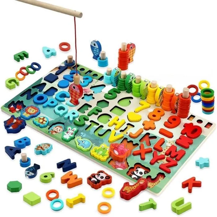 Jeux Montessori 1 2 3 4 5 Ans-Jouet en Bois-Puzzle Enfant-Jeux educatif-Apprendre a Lire-Alphabet Montessori-Cadeau Fille Garçon-0