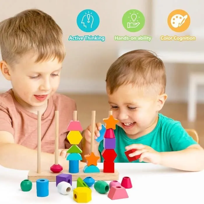 Jouet Enfant 2 3 4 5 Ans, 2 in 1 Jouet en Bois Jeux Montessori Jouet Fille Garcon 2-5 Ans Cadeau Jeux Enfants Éducatifs Jouet Bébé-2
