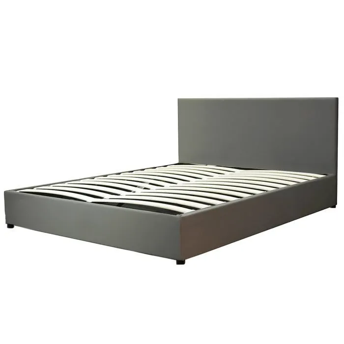 Lit Coffre Prestige 160 x 200 by Sampur | Simili Cuir Noir | Sommier à Lattes en Bois + Tête de Lit inclus - Design Moderne-3