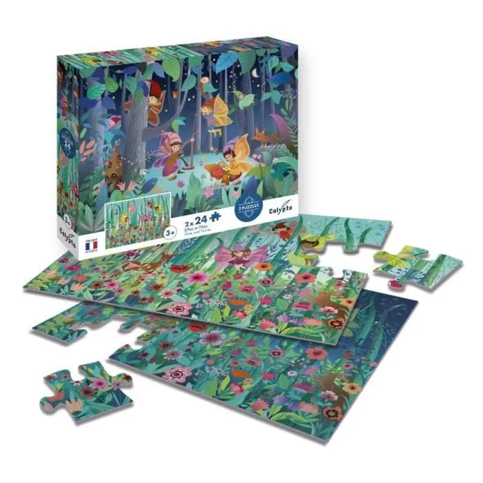 Puzzle 24 pièces x 2 elfes et fées - Sentosphere - Mixte - Dessins animés et BD-1