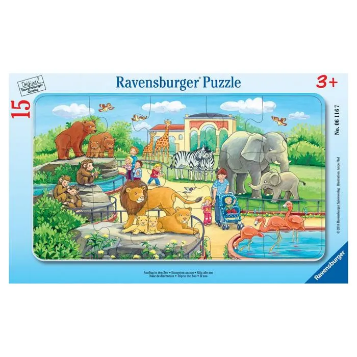 Puzzle Cadre - RAVENSBURGER - Voyage au Zoo - 15 pièces - Animaux - Blanc-0