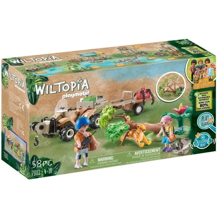 PLAYMOBIL - 71011 - Wiltopia - Quad de secours pour animaux - Matériaux recyclés ou biosourcés-0