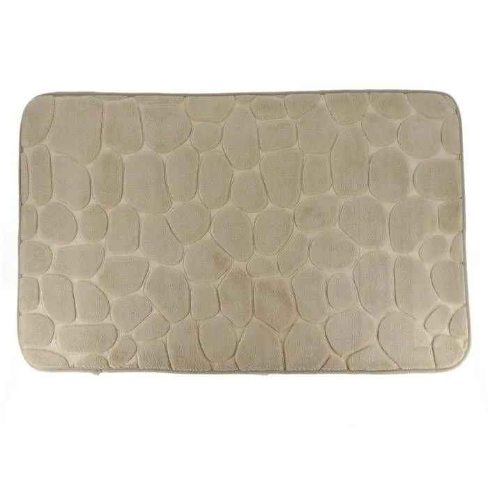TENDANCE - Tapis de salle de bain Taupe en Microfibre à mémoire de forme 50 x 80 cm-0