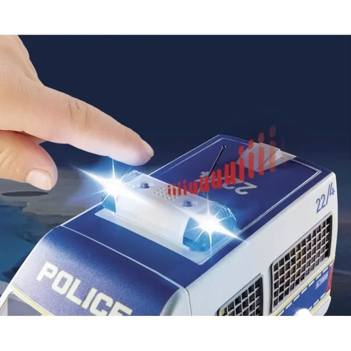 PLAYMOBIL - Fourgon de police avec effets lumineux et sonores - Playmobil City Action - 52 pièces-5
