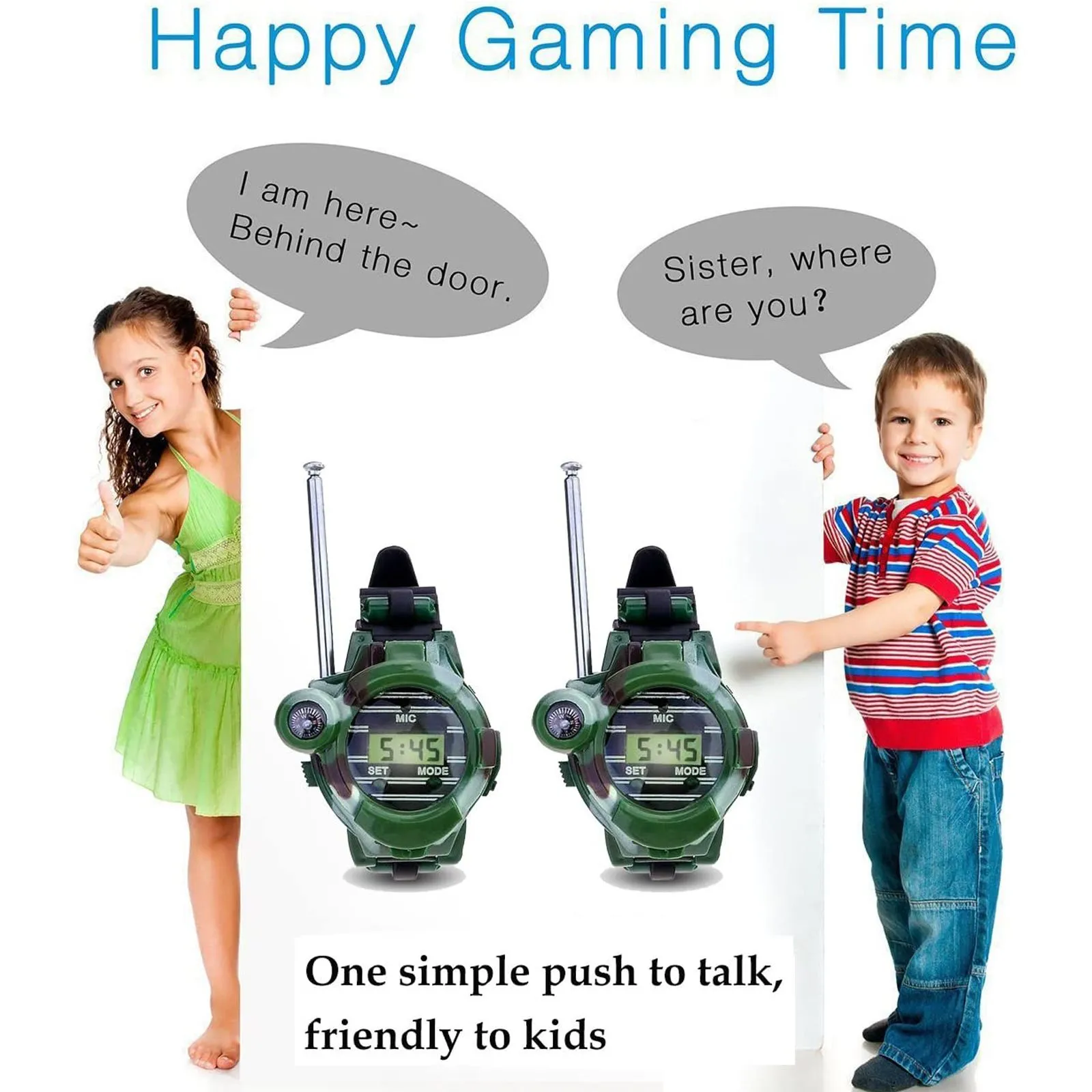 TD® Talkie walkie pour enfant de montre militaire haut parleur pas cher sécurité sport de chantier fille garçon accessoire adulte-3
