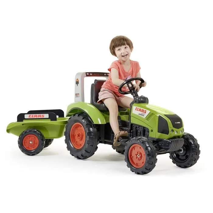 Tracteur à pédales - FALK - Claas - Remorque - Dès 3 ans - 100% Fabriqué en France - 60% de plastique recyclé-1