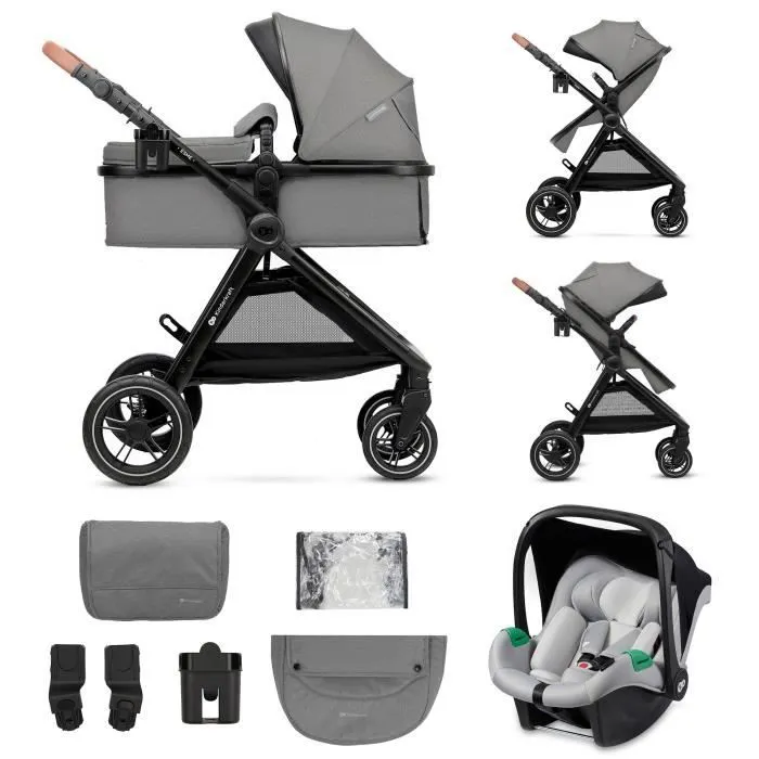 Kinderkraft ESME Poussette 3 en 1, Système de voyage pour nouveau-né jusqu'à 4 ans, Siège auto Mink PRO I-Size, Gris-0