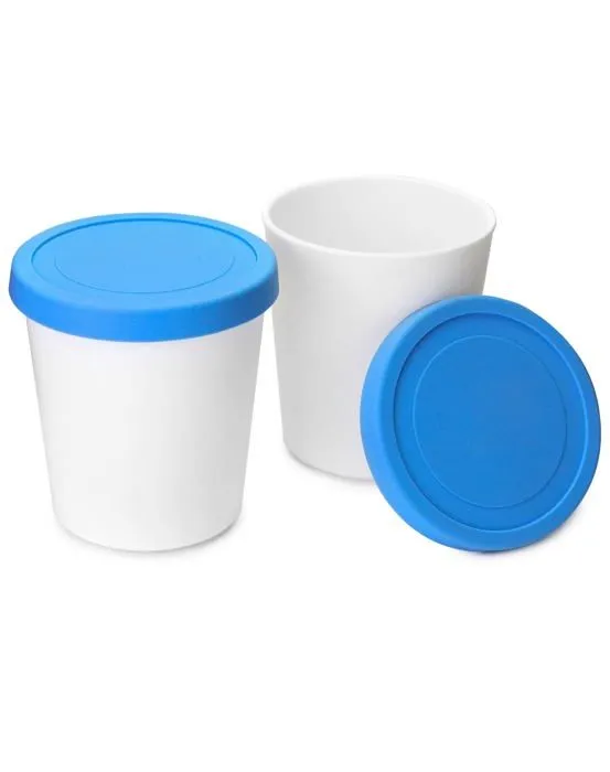 Qwork - WD9543 - Lot de 2 contenants a creme glacee - 1 L - Qualite alimentaire - Contenants reutilisables pour congelateur-0