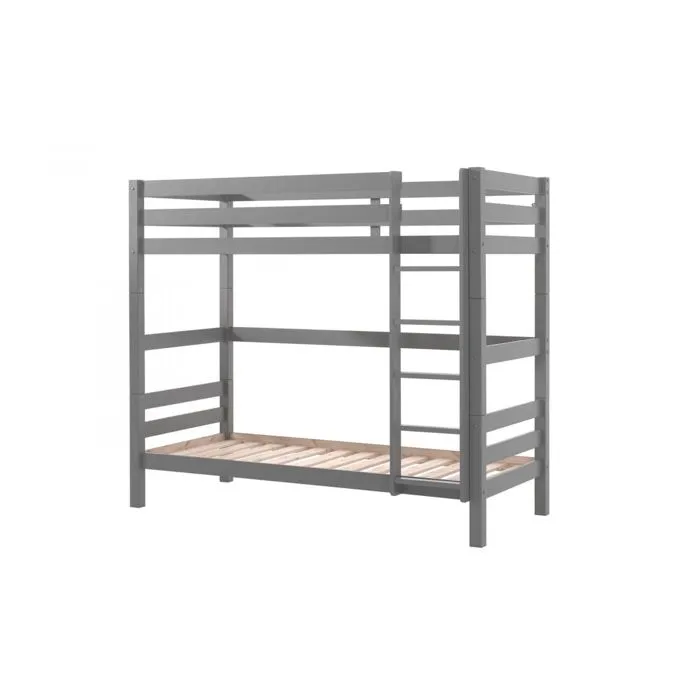 Lit superposé en pin massif gris 209x105x182cm avec lit gigogne - Vipack PINO-0