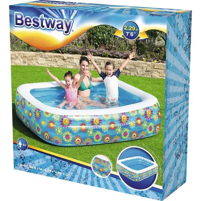 Piscine gonflable - Bestway - Happy Flora - 229 x 152 x 56 cm - Impression florale - Extérieur-1