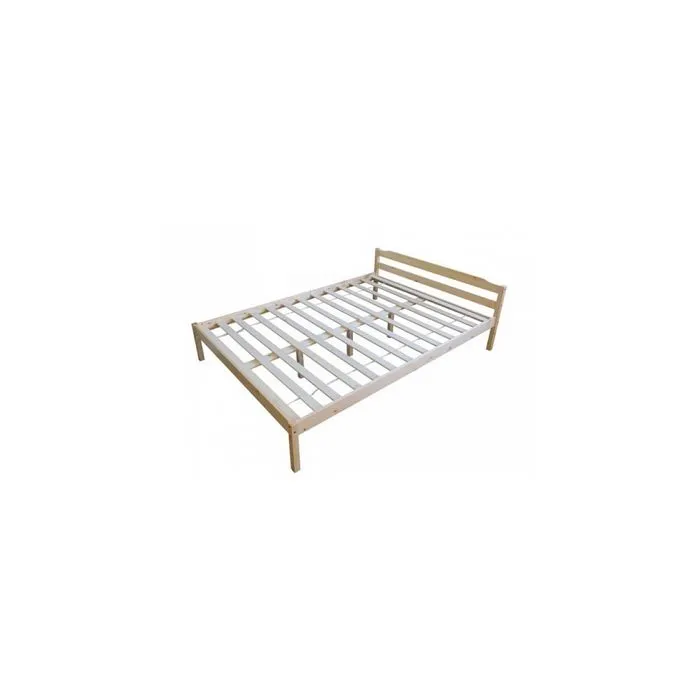 Lit en bois massif - Naturel - 140x200 cm - A lattes-0