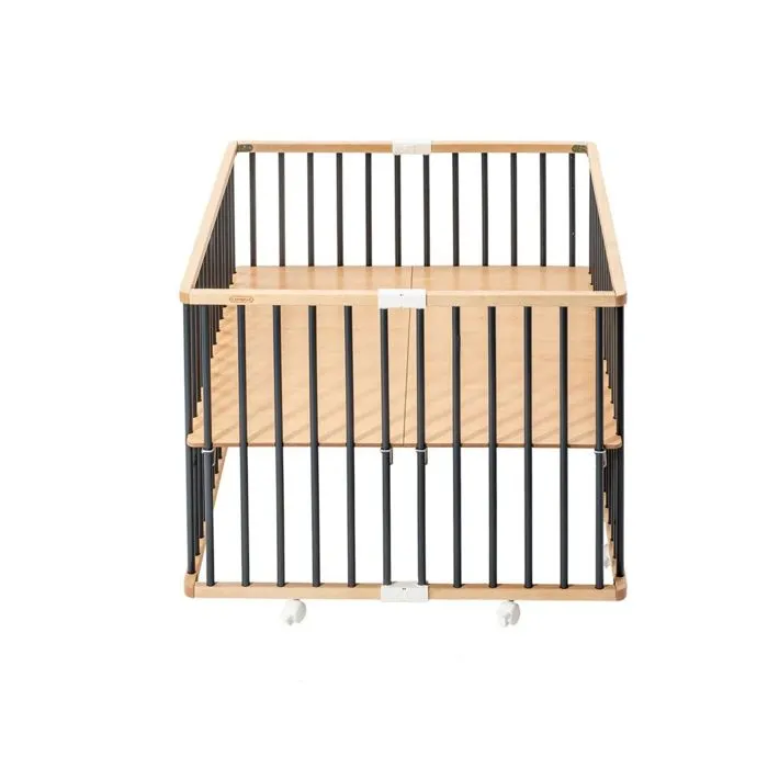 Parc pliant carré GABY avec plancher réglable et roulettes Hybride Anthracite-0