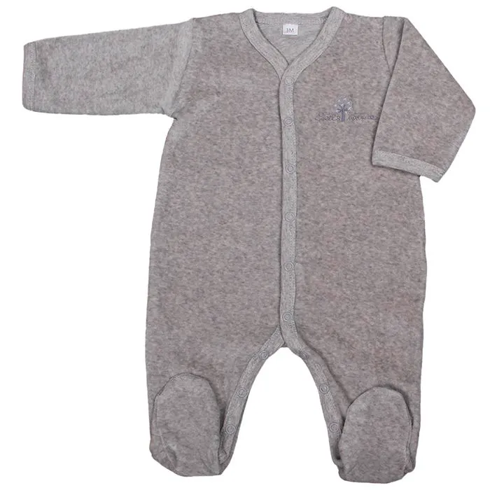 Pyjama velours Coton bio Gris - Éveil et Nature-0