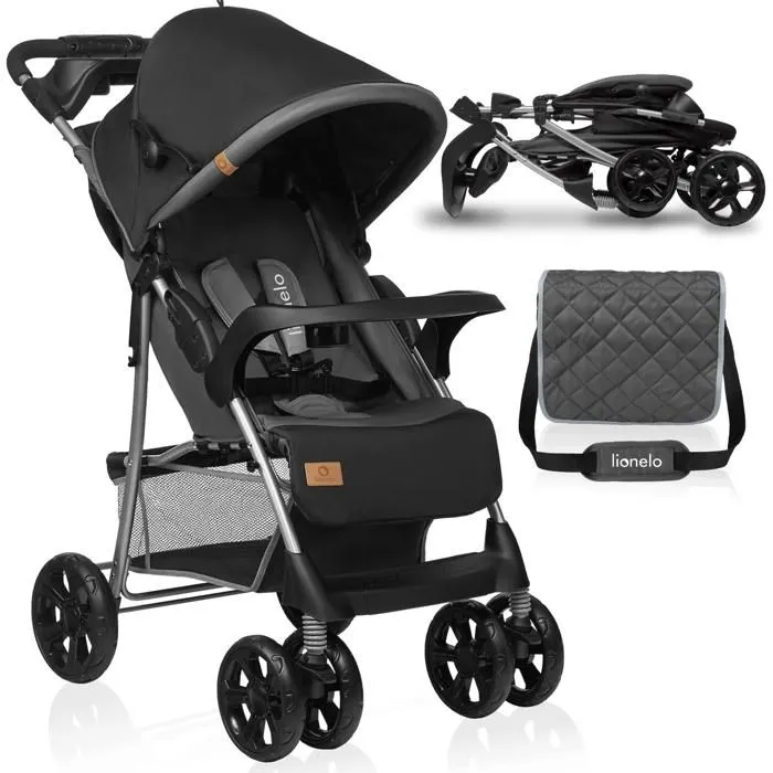 Bebeboutik Poussette bebe compacte LIONELO Emma De 6 a 36 mois Ceinture 5 points de securite Gris anthracite