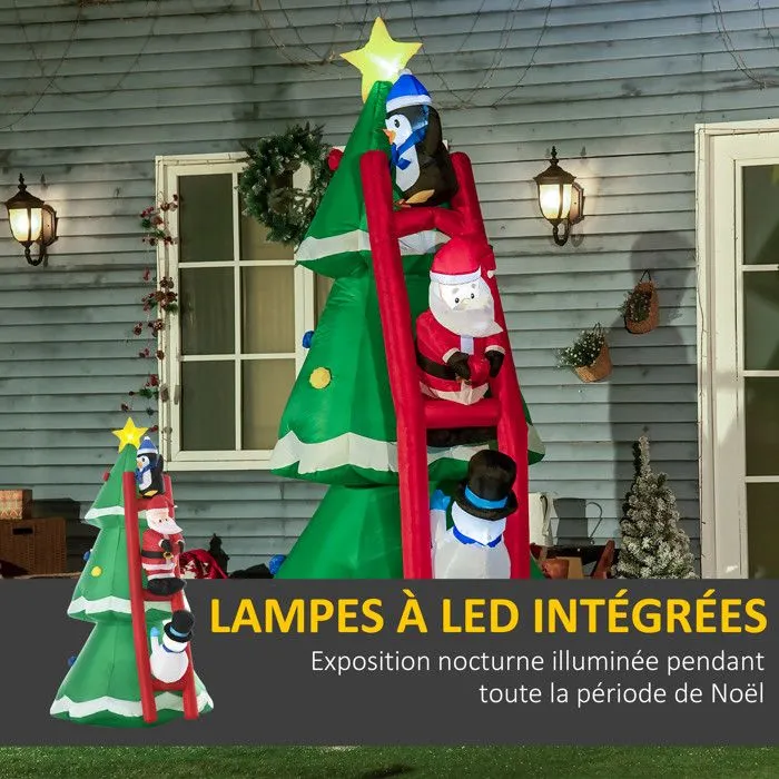 Outsunny - Sapin de Noël gonflable - tissu en polyester - 162x125x247cm - Vert-5