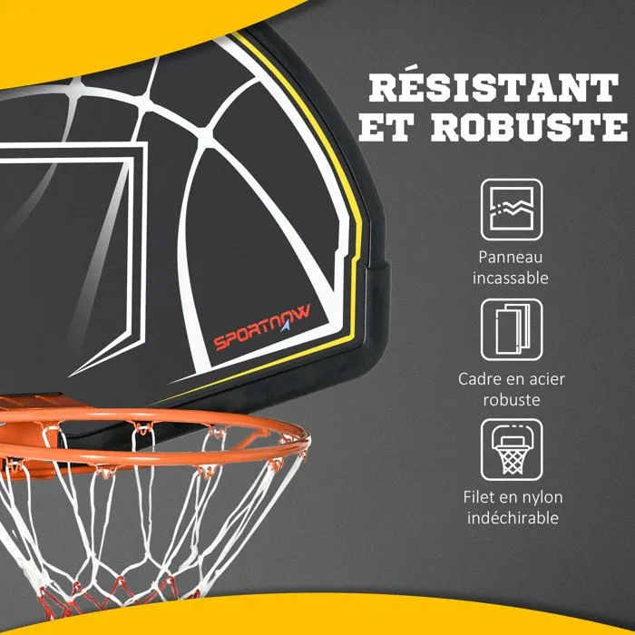 SPORTNOW - Panier de Basketball - PE - 70x110x90cm - Noir-5