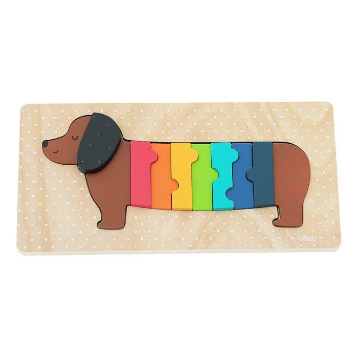 Puzzle à encastrer "Chien" - Beige - L 30 x l 15 x H 2 cm-0