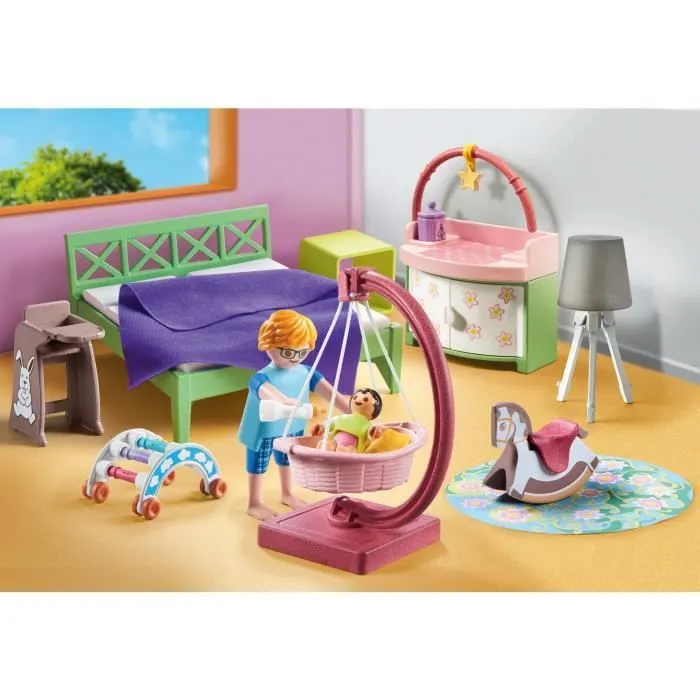 PLAYMOBIL 71609 Chambre de parents avec berceau suspendu, Maison d'architecte, My Life, 50 pièces, Dès 4 ans-1