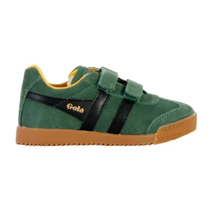 Basket Cuir  Gola Barrier Strap - Vert-Noir-Soleil-1
