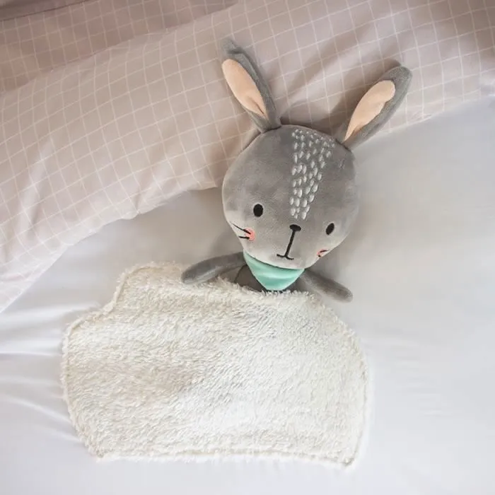 Parure de lit 140x200 cm enfant - Housse de Couette + Taie d'oreiller animaux de la forêt vert et beige avec poche doudou-3
