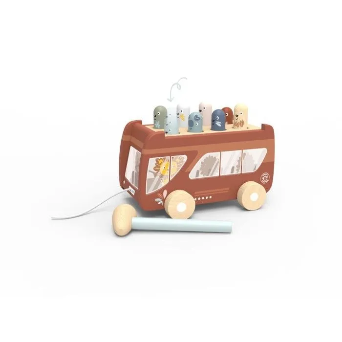 Bus en bois Tap Tap avec marteau - Bois FSC - Jeu à marteler - Speedy Monkey-0
