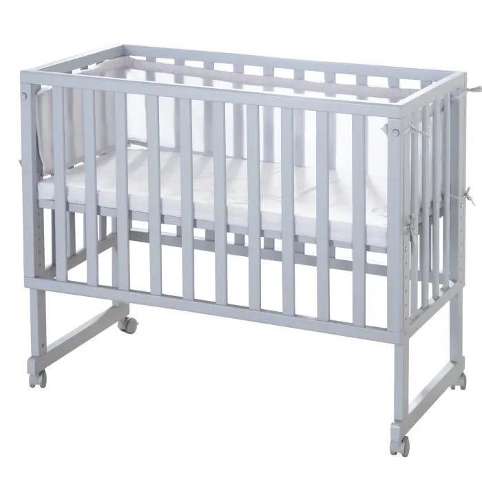 Berceau Cododo ROBA Style 3 en 1 avec Barrière + Matelas et Tour de lit - Gris-0