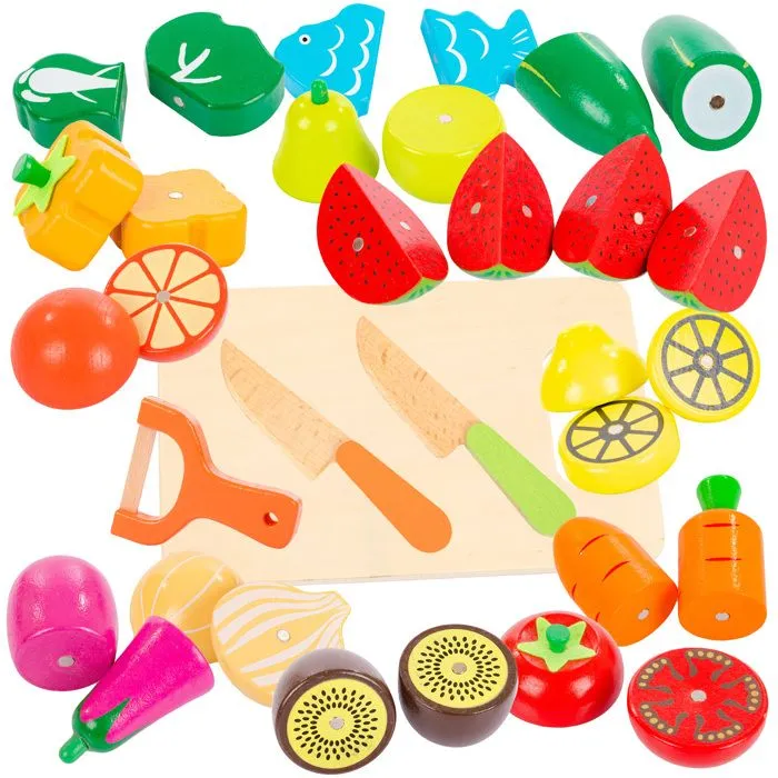 Ensemble XXL en Bois Fruits & Légumes à Découper – Jeu Magnétique Éducatif pour Enfants avec Accessoires et Caisse (KP8230)-4