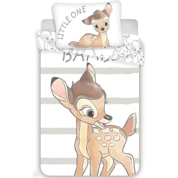 Parure de lit  bébé - Disney - Bambi - 100% coton - 2 pièces - Lavable en machine-0