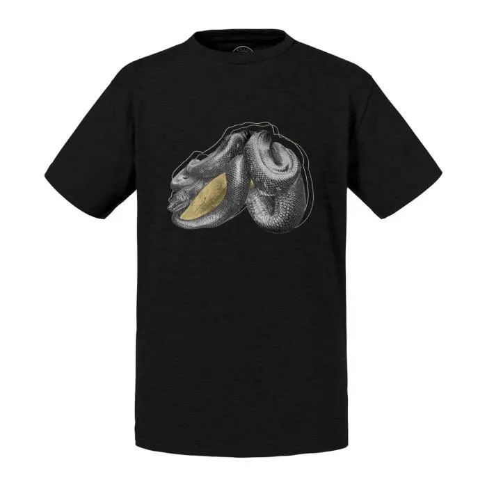 T-shirt Enfant Noir Python tapis Serpent Biologie Illustration Ancienne Minimaliste-0
