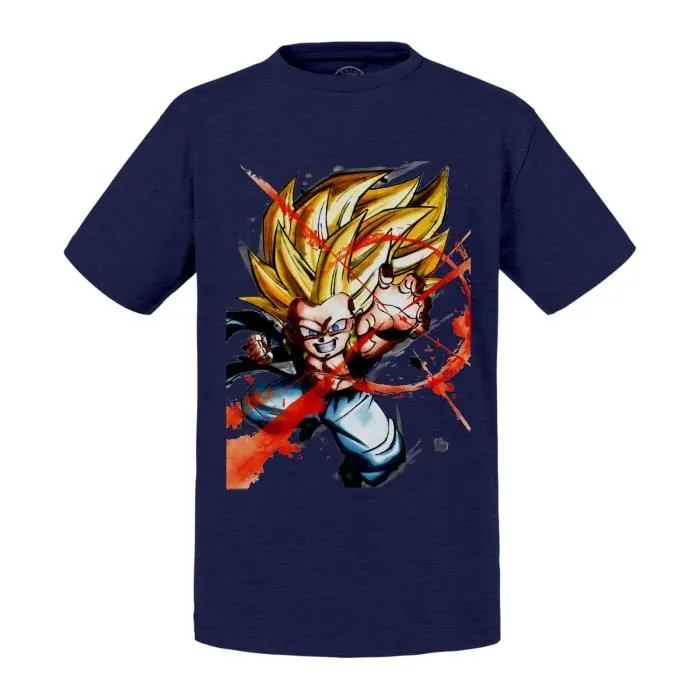 T-shirt Enfant Bleu Gotrunk Fusion Sangohan Trunk Dragon Ball Z Manga Dbz-0