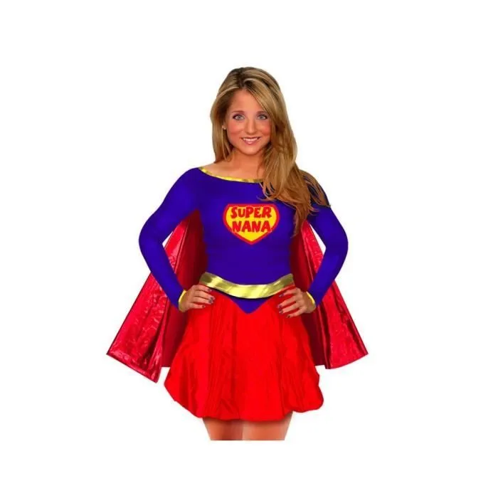 Déguisement Super Nana - Costume Enfant - Jupe tunique, ceinture, masque, cape - Blanc-0