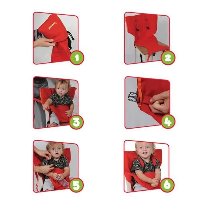 Réhausseur Siège de Table Bébé Enfant Pliable - Marque - Rouge - Polyester - Voyage-2