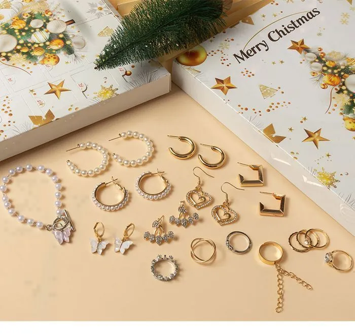 Calendrier de l'Avent Bijoux 2024, Calendrier Avent Bijoux Ado Fille Femme 24 Trésors Scintillants, Bijoux et Parures,Bracelets-3